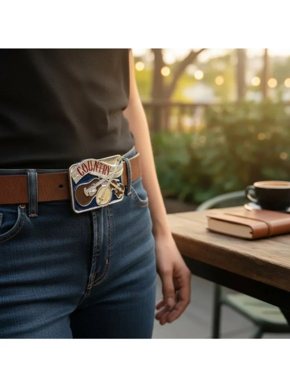 Country Music Belt Buckle With Guitar Banjo & Fiddle Design